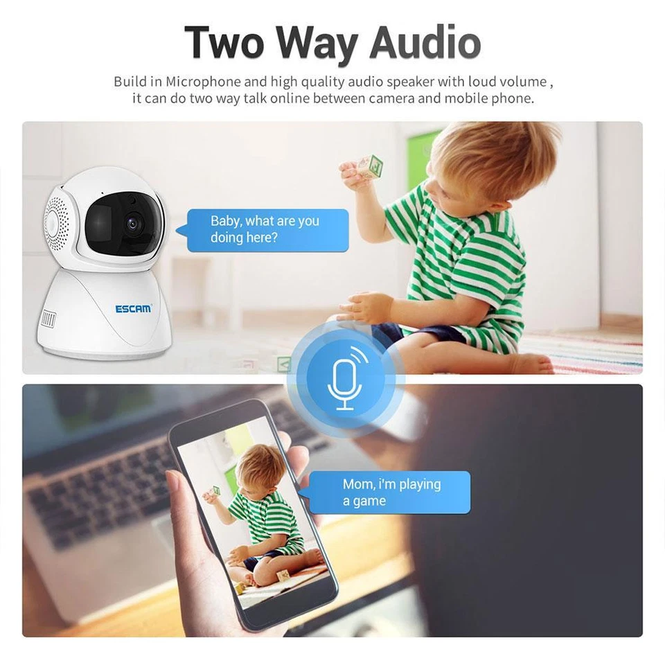 2.4G 5G wifi auto motion tracking alarm push smart home PTZ IP 2MP IR camera - Image 1 of 1