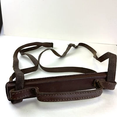 Baúl de cuero antiguo 9” mango 40” correas tren baúl caja libros Foto 1 de 4