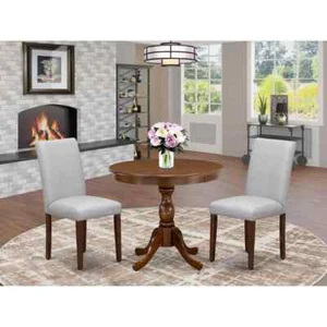 3-Piece Acacia Walnut Dining Set with High Back, Seats 4 - Picture 1 of 4