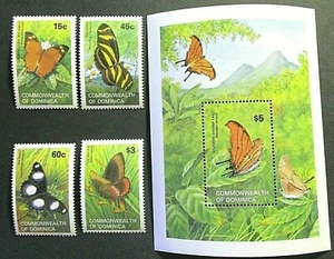 Dominica 1982 Butterflies Set & Mini Sheet UM. - Picture 1 of 1