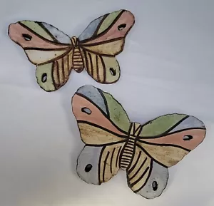 Wall Hanging Ceramic Hand Painted Butterflies Watercolors - Picture 1 of 7