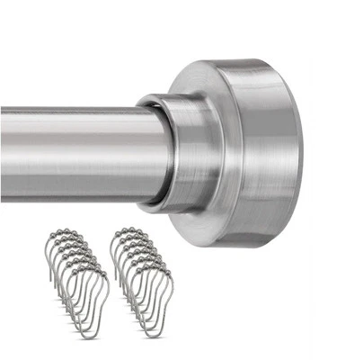 New & Sealed! YNL Metal Shower Curtain Rod - Brushed Nickel 30-48" SUPER NICE! - Image 1 of 4