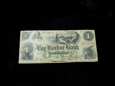 1861 $1 Egg Harbor bank New Jersey Obsolete Paper Currency - Green ONE - Image 1 of 4