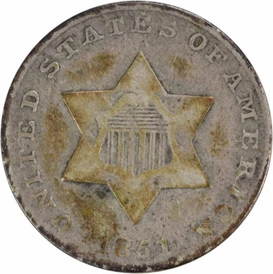 1851 Three Cent Silver VG Uncertified #130 - Image 1 of 2