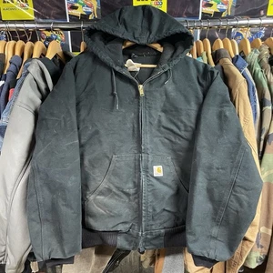 Giacca foderata trapuntata vintage Carhartt tela con cappuccio uomo M invecchiata J130 BLK - Foto 1 di 9