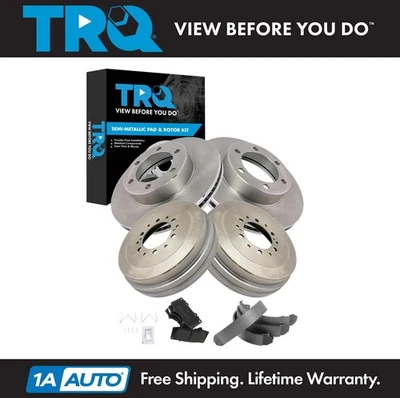 Комплект передних и задних тормозных колодок и ротора TRQ полуметаллический для Toyota Tundra 2003-2006 годов выпуска - Изображение 1 из 4