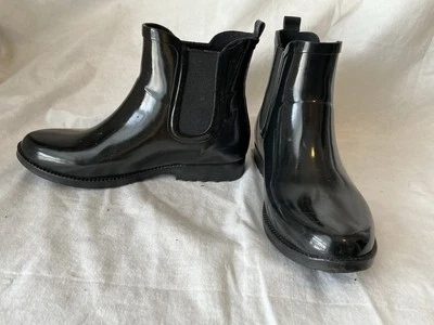 Michael Kors Ankle Boots Rain Booties Women’s Size 6 Black  Silver MK Rubber - Image 1 of 4