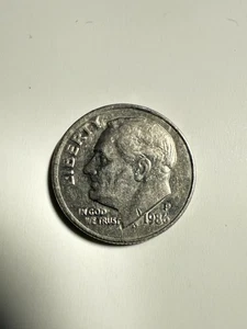 1986 P Roosevelt Dime with Off-Center Strike Error - Picture 1 of 6