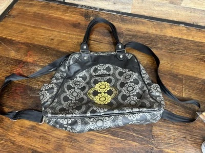 PETUNIA PICKLE BOTTOM 'Sashay Satchel' Black Grey Canvas Backpack Diaper Bag - Image 1 of 4