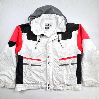 Vintage Obermeyer Jacket Mens Large White Black Red Thinsulate Ski Coat 90s - Image 1 of 4