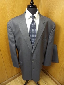Geoffrey Beene  Mens Suit 54L 46W X 27 Gray Box Check Poly Rayon T#512 - Picture 1 of 8