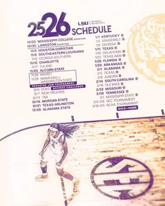 LSU Tiger Women's 2025-2026 Basketball Schedule Poster 11 x 17" LSU Tigers BBall - Picture 1 of 3