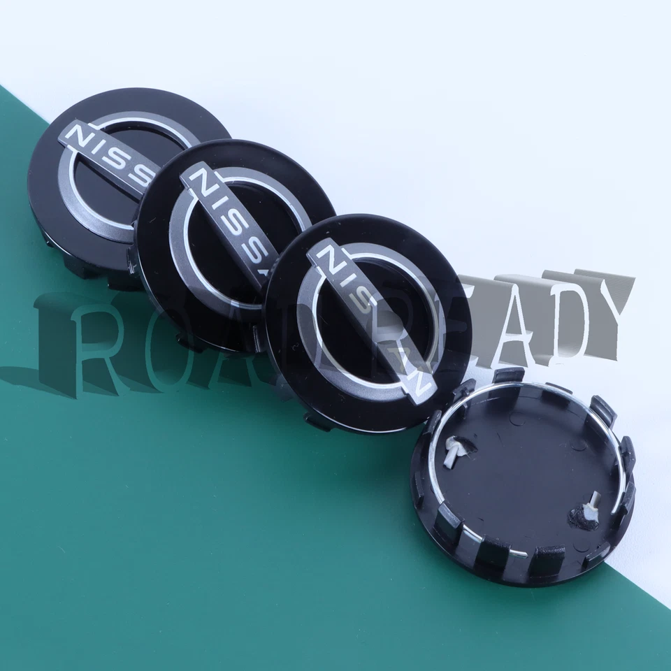 Set of 4 54mm Glossy Black For A-ltima R-ogue P-athfinder Wheel Center Hub Caps Foto 1 de 4