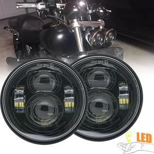 For Harley Dyna Fat Bob FXDF 08-16 Pair 4.65 Inch LED Headlight Hi/Low Beam Lamp - Picture 1 of 11