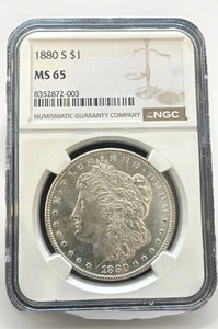 1880-S US Morgan Silver Dollar - NGC MS65 - Picture 1 of 2