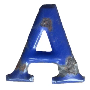 Vintage Porcelain Letter “A” Gulf 10” Gas station SIGN Marquee Blue 1950’s Metal - Picture 1 of 6