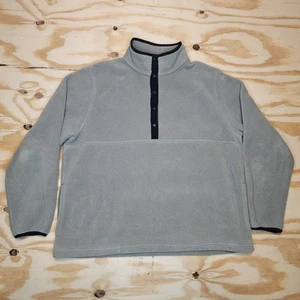 Vintage LL Bean Grey Button Fleece T Snap Pullover Outdoor Women's Large - Picture 1 of 7