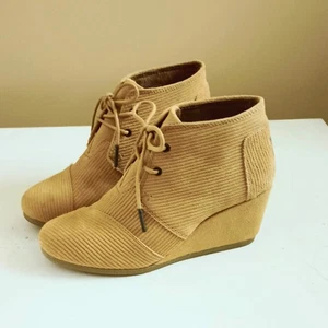 Botines de cuña Toms Kala 6,5 botines de pana de gamuza camel - Imagen 1 de 7