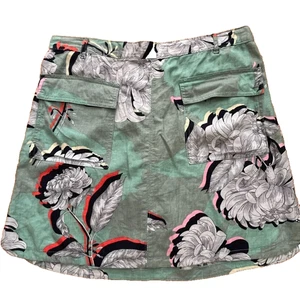 NEXT Linen Blend Utility Cargo Skirt UK 16 Green Bold Floral Pockets Summer - Picture 1 of 6