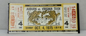 Rare 1975 VIRGINIA TECH vs AUBURN Tigers FULL TICKET - SEC Football - Bild 1 von 2