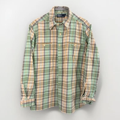 Camisa Polo De Colección de Ralph Lauren Verde Como Nueva Franela Cepillada a Cuadros Para Hombre XL Foto 1 de 4