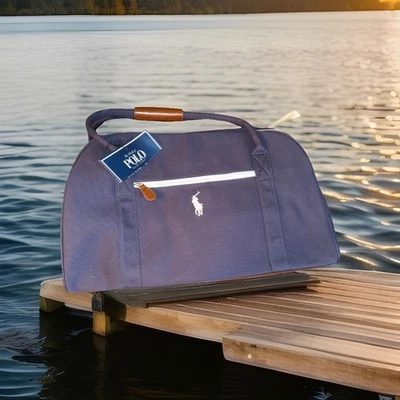 Polo Ralph Lauren Navy Blue Duffle Gym Bah Weekend Carry On Travel Bag 20x10x9 - Image 1 of 4