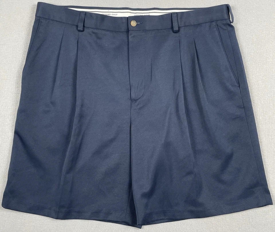 Shorts de golfe Oxford masculino 40 azul marinho super seco plissado desempenho poliéster - Imagem 1 de 4