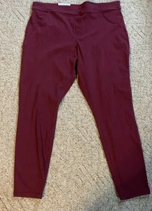 Hue Yoga Stretch Denim Wide Waistband Pockets Jeans/Legging Size XXL 20 Maroon - Picture 1 of 8