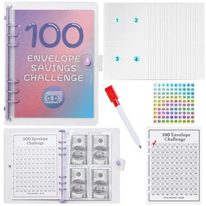 100 Envelopes Money Saving Challenge Binder,Budget Binder with Cash Envelopes... - Picture 1 of 7