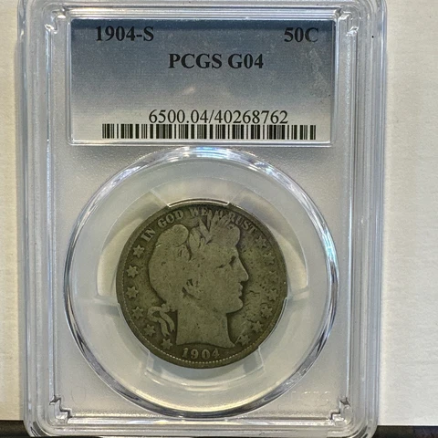 1904 S Barber Half  PCGS 04 Lowball registry or affordable collector coin Cover