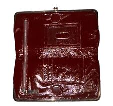 HOBO Lauren Burgundy Red Leather Clutch Double Kisslock Double Frame Bag