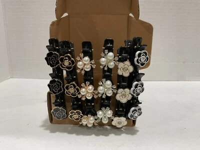 Pinzas para el cabello florales trenzadas - Juego de 6 pinzas grandes nuevas Foto 1 de 4