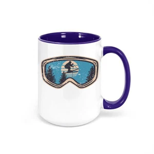SNOW SKIING COFFEE MUG, Ski Goggles, SKIING MUG, WINTER SPORTS Cup SNOW - Picture 1 of 12