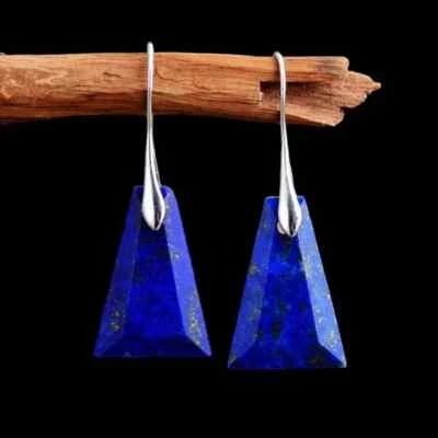 2025 Blue Lapis Lazuli Stone Earrings Women Crystal Dangle Earrings Gift for Her - Image 1 of 4