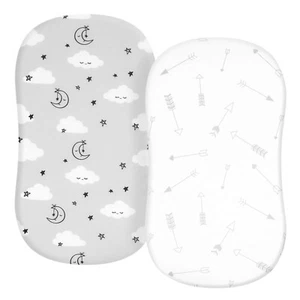 TILLYOU 2Pack Jersey Knit Soft Bassinet Sheets Fitted for Baby Boy Girl Gray - Picture 1 of 7