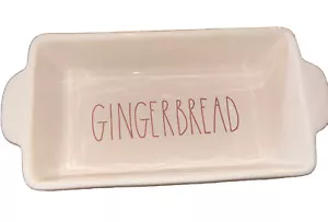 Rae Dunn by Magenta GINGERBREAD Loaf Bread Pan Dish Red Letters - Picture 1 of 4