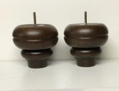 DA1060 Furniture Bun Feet Chair Ottoman Cabinet Sofa Walnut 2 legs 5" High - Image 1 of 2