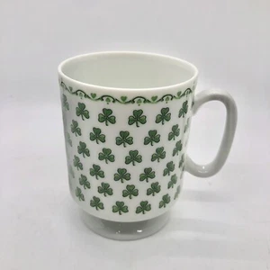 Vintage Irish Coffee Tea Footed Mug 8 oz Shamrocks Porcelain Footed Cup #1340 - Picture 1 of 15
