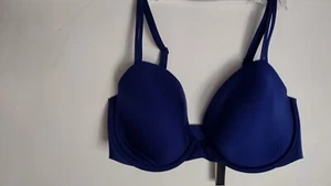 VICTORIA'S SECRET 32DD BLUE LINED DEMI UNDERWIRE BRA - Picture 1 of 12