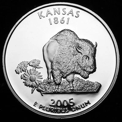 2005-S 25C State Quarter Kansas GDC Proof 90% Silver  (I choose) - Image 1 of 2