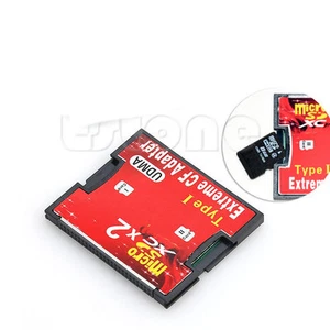 2 Port Slot micro SD TF SDHC to type I Compact Flash Card CF Reader Adapter CI - Picture 1 of 7