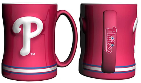 Philadelphia Phillies 15oz Sculpted Relief Coffee Mug [NEW] MLB Tea Cup Hot Cover