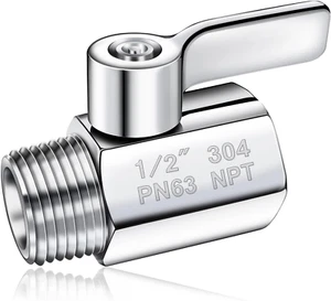 Shower Head Shut Off Valve 304 Stainless Steel Mini Ball Valve(1/2" Female X Mal - Picture 1 of 7
