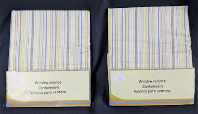 Paquete de 2 cenefas de ventana de jardín Zen 44x15 rayas amarillas risitas sonrisa Foto 1 de 4