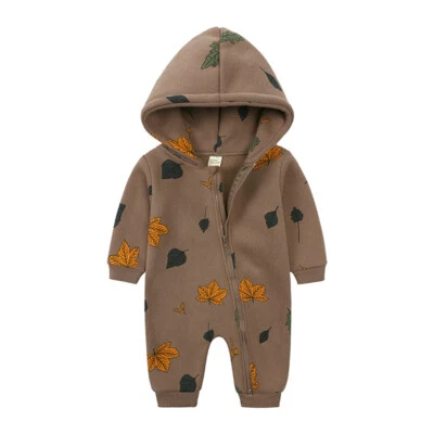 Recién Nacido Infante Bebé Niños Niñas Mameluco Mono Body Otoño Ropa con Capucha Foto 1 de 4