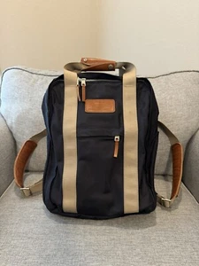 JACK SPADE Retro Pilot Aviator Backpack Bag Navy Nylon Zip Leather Handle Canvas - Picture 1 of 15