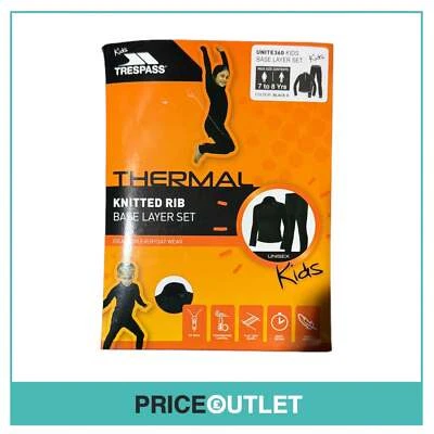 Trespass - Juego de capas base de costilla tejida térmica - negro - niños 7-8 Foto 1 de 2