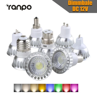 Multicolor LED COB Spotlight Bulbs 5W GU10 GU5.3 E27 E14 E12 MR16 Lamps DC 12V - Image 1 of 4