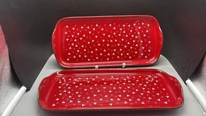 Pfalzkeramik Winterling Anja Piroschka Rot rechteckig 2 Kuchenplatten 32cm - Bild 1 von 5