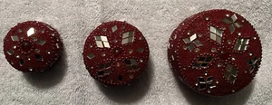 Jewelry Case Box Container, Vintage, Handcrafted - 3 inch Diameter - Picture 1 of 8